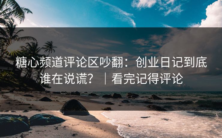糖心频道评论区吵翻:创业日记到底谁在说谎?|看完记得评论